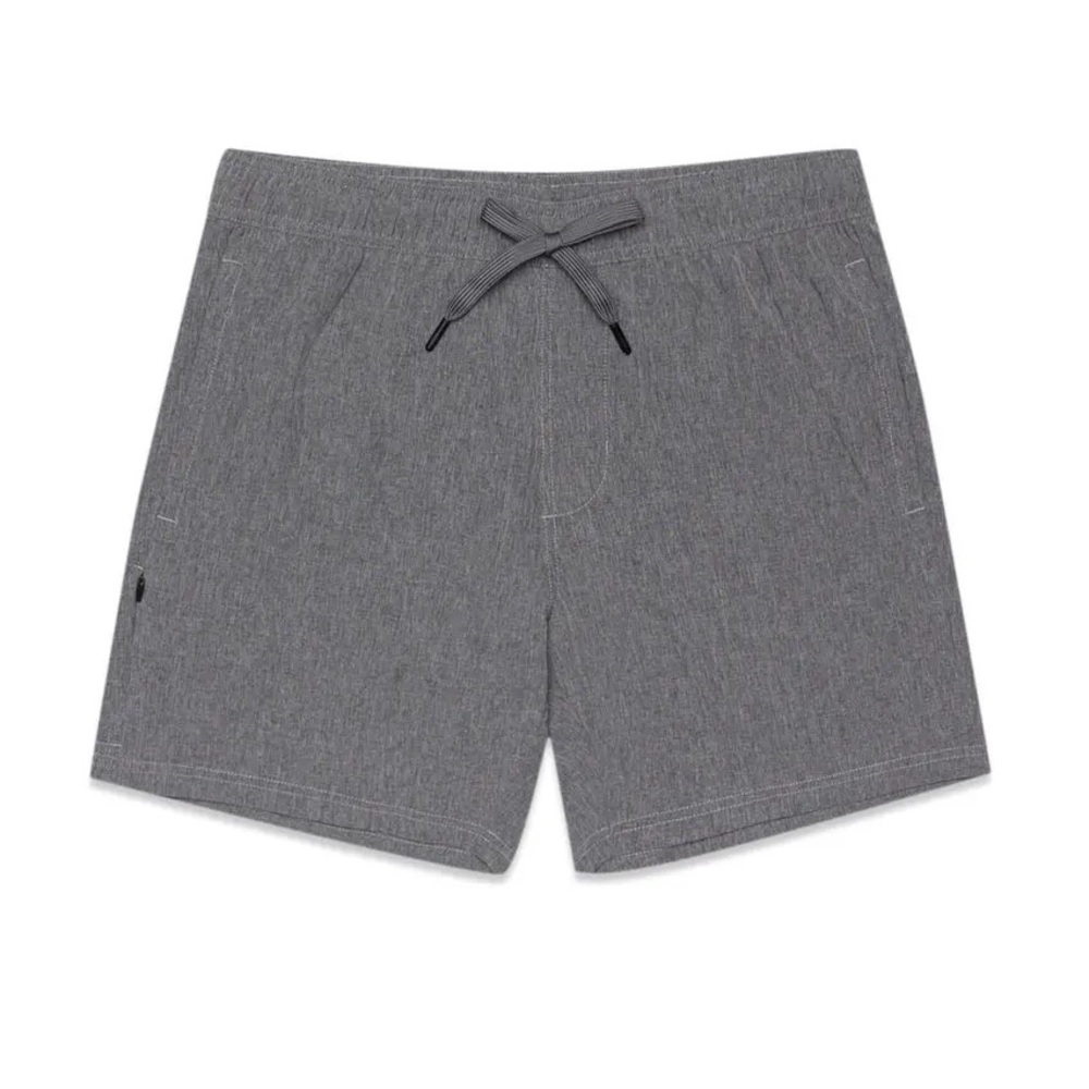 BYLT Mens Baja Board-shorts Heather Grey with Zipper Pocket Size Medium